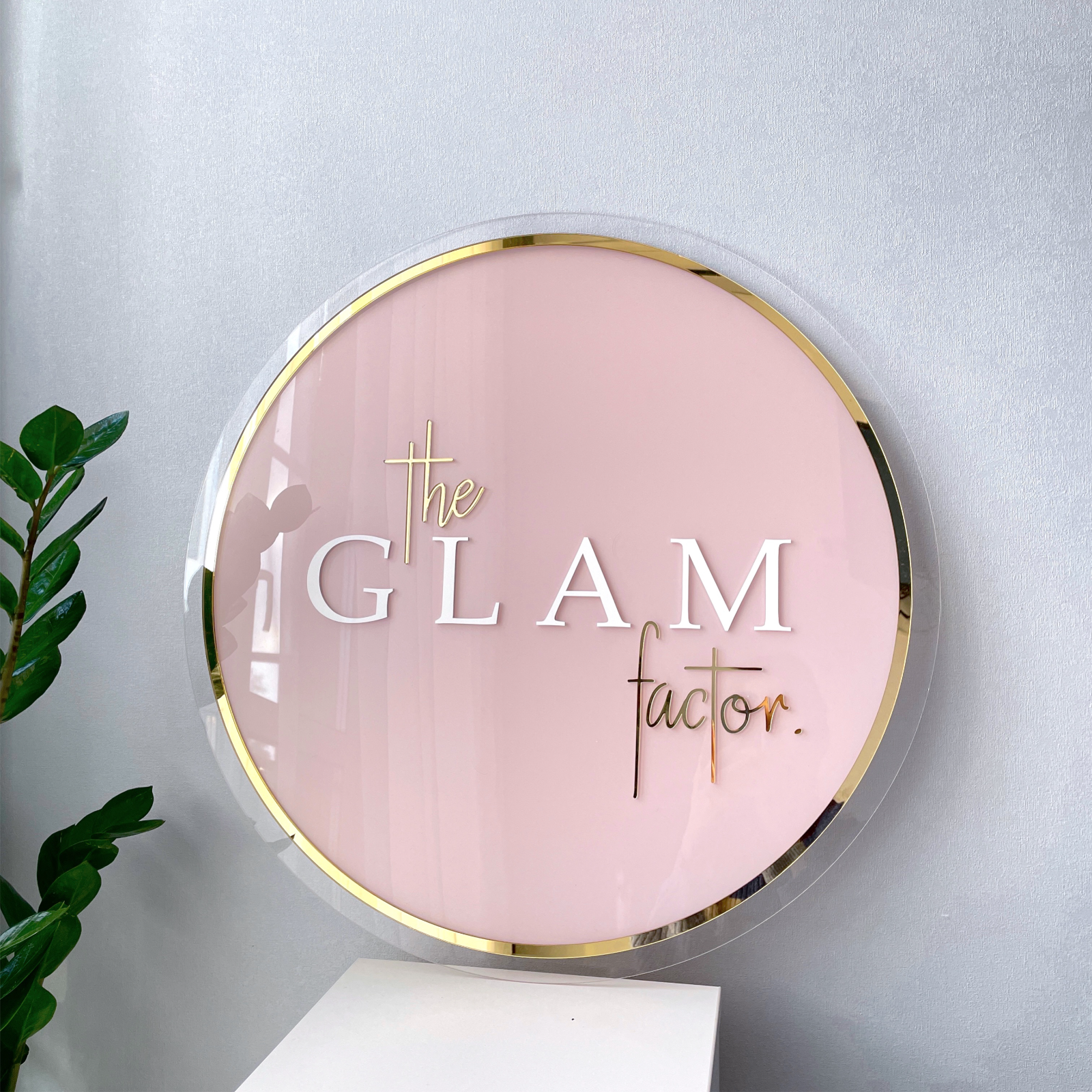 Pink Micro Sign Blush Pink Acrylic Round Logo Sign – Light&Logo Neon